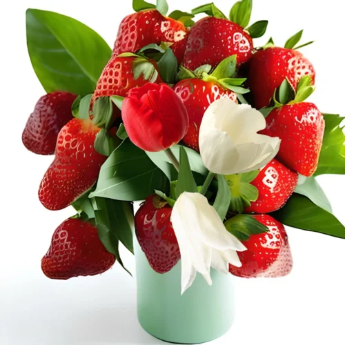 centro de mesa amarilis y fresas