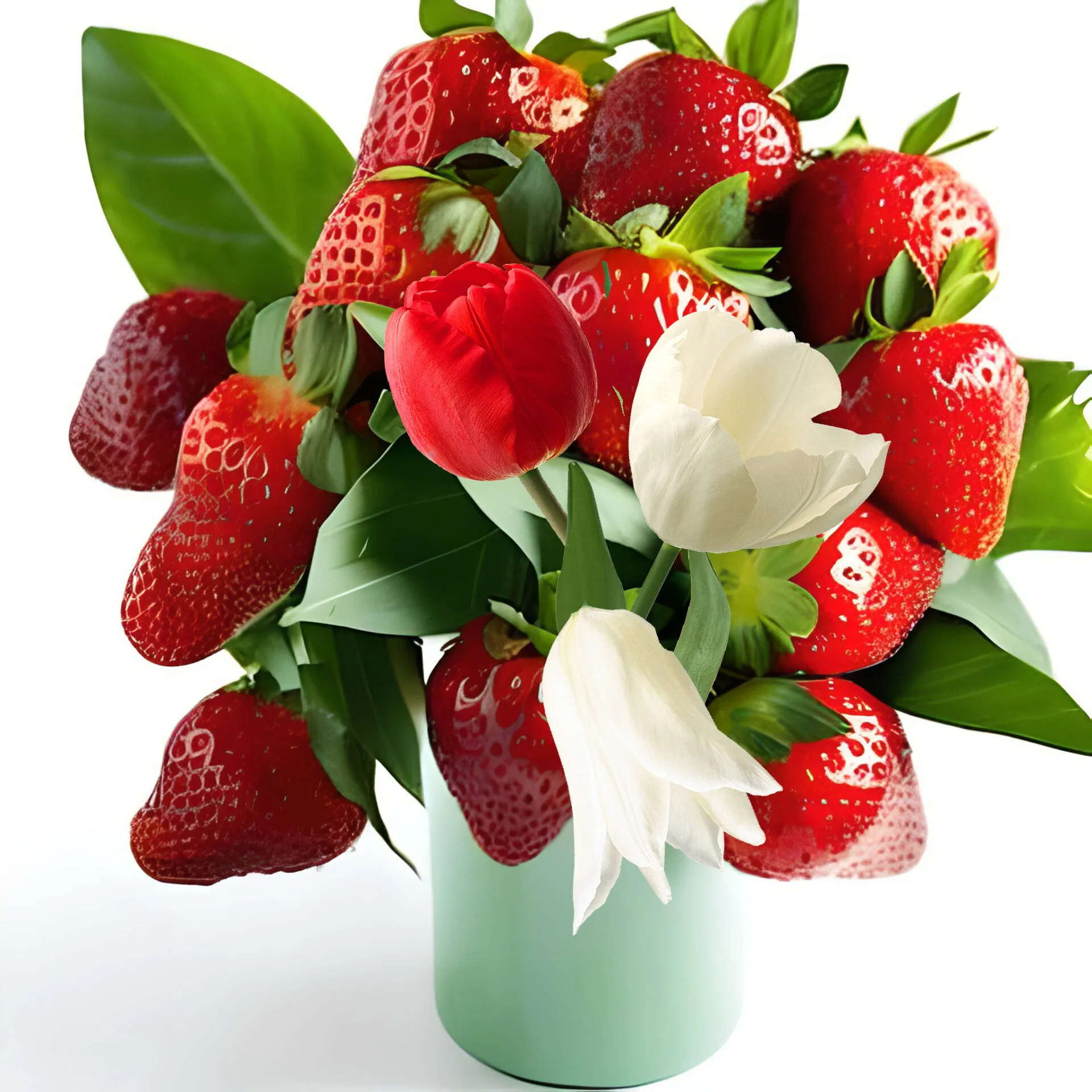 centro de mesa amarilis y fresas